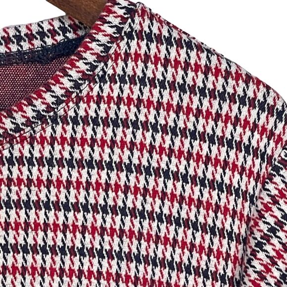 Lands' End‎ Pullover Sweater Women Size PL Red Houndstooth Knit Long Sleeve - Picture 3 of 7